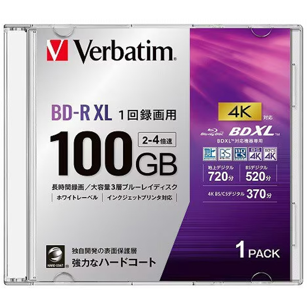 Verbatim バーベイタム VIVA ブルーレイ BD-R XL 100GB 4倍速 VBR520YP1D4